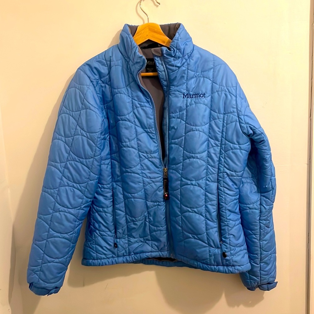 Marmot periwinkle blue quilted ski jacket